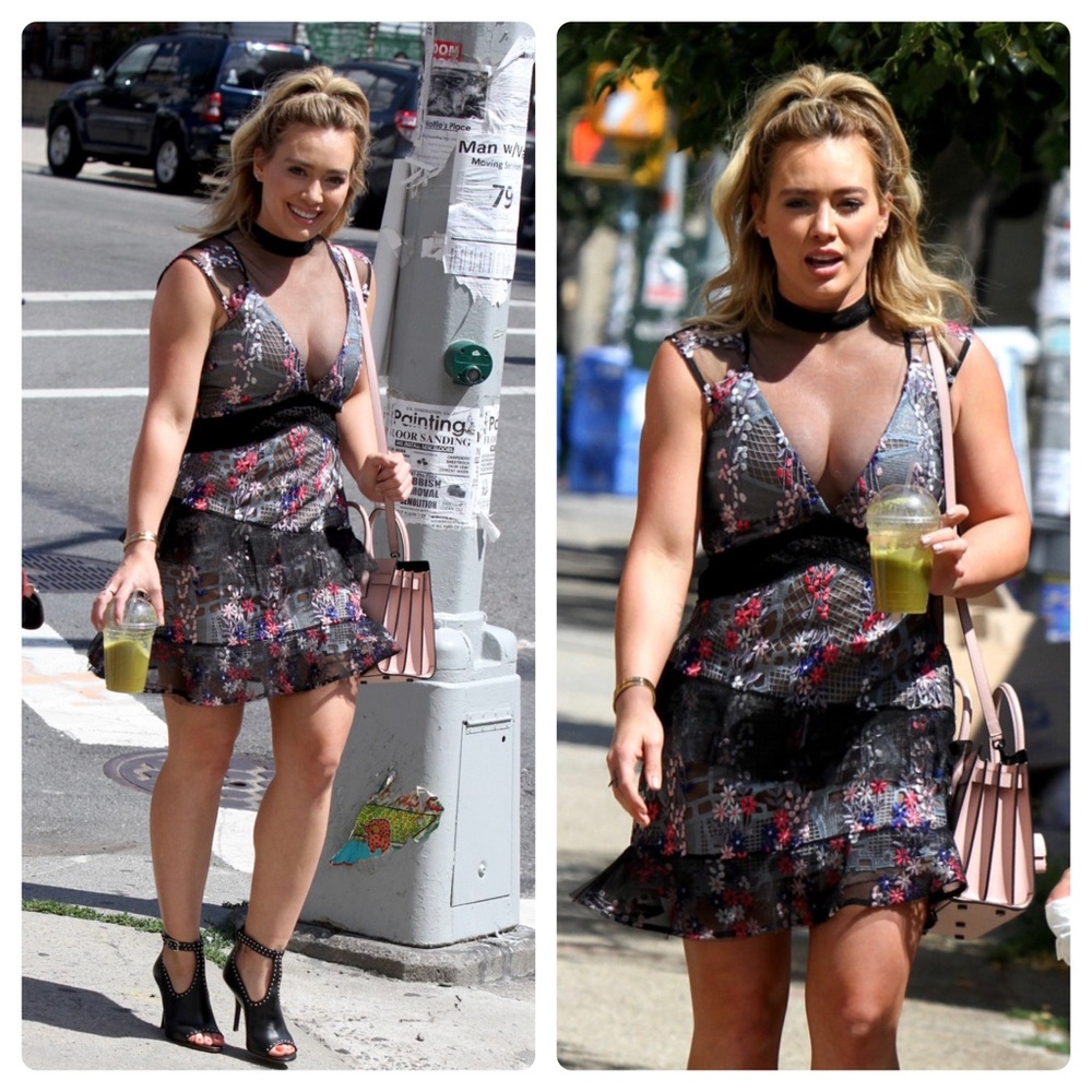 Self-Portrait Floral Vine Overlay Layered Ruffle Dress Worn by Hillary Dress